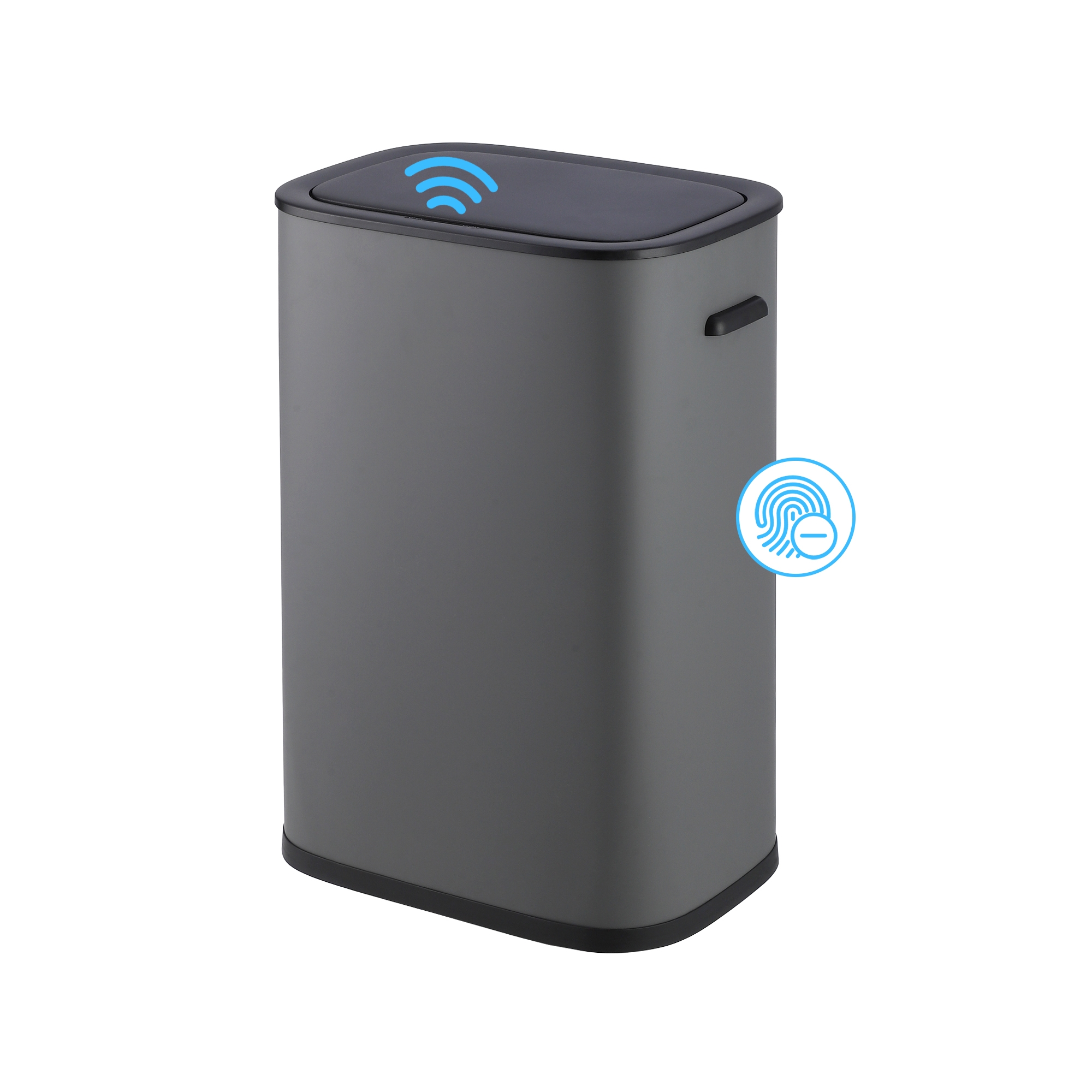 Garvee 13 Gallon Motion Sensor Trash Can, Automatic Touchless Garbage Can with Quiet Close, Grey Oval Trash Bin for Kitchen Home Office