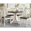 5 PCS Mid-Century Style Dining Set, Solid Wood Round Table with Pedestal Base, Slat-Back Rubberwood Frame Chairs with Cushions-Coolbibila - 2 of 4