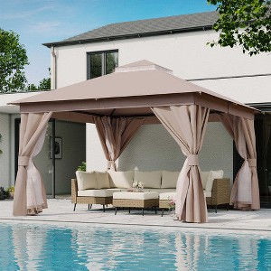 Decksplore 12'x12' Patio Gazebo with Double Roof, Mosquito Net & Privacy Screens - 1 of 4