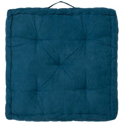 Dark Turquoise Velvet Tufted Square Floor Pillow