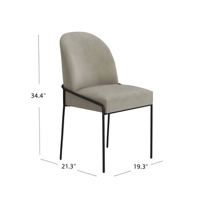 Fawn Velvet Upholstered Dining Chair with Black Metal Legs