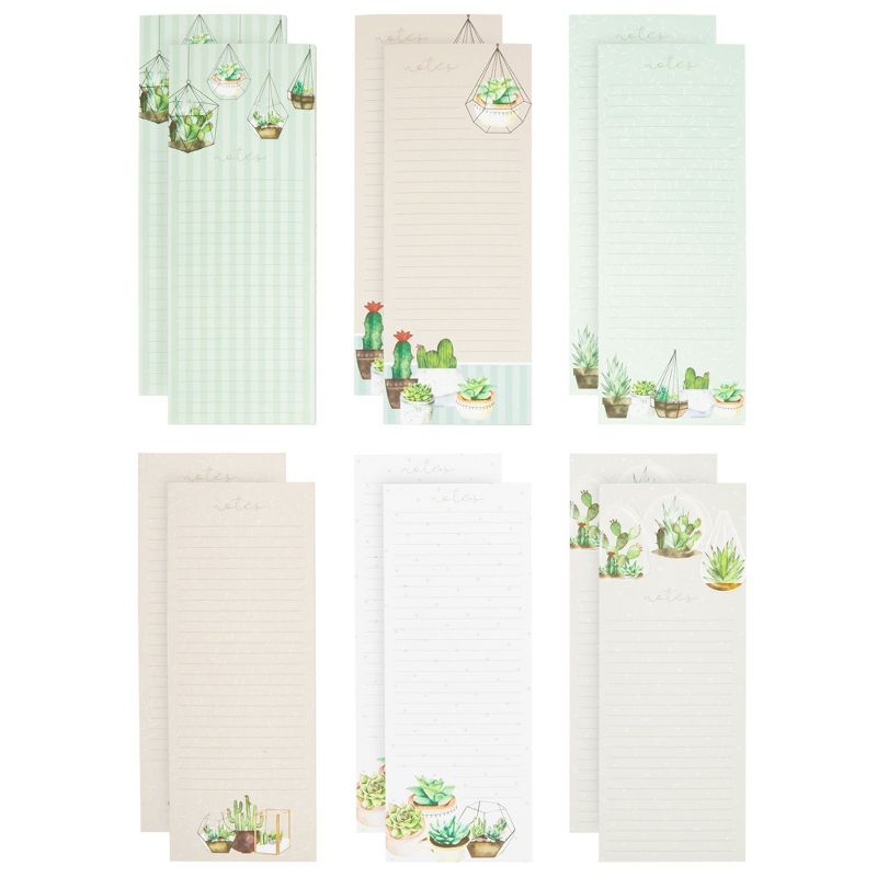 Paper Junkie 12 Pack Succulent Fridge Notepad with Magnet for Refrigerator, Grocery Shopping List in 6 Assorted Designs, 3.5x9 in, 5 of 10