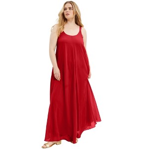 June + Vie by Roaman's Women's Plus Size Swing Maxi Dress - 1 of 4