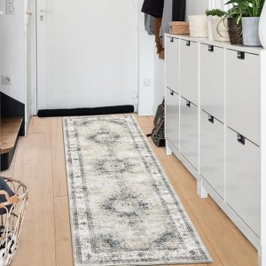 Acekool 8x10 Washable Vintage Area Rug, Non-Slip Oriental Medallion Floral Carpet, Non-Shedding Traditional Rug for Living Room, Bedroom - 1 of 4