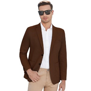 Clearlove Men's Linen Cotton Blend Two-Button Unstructured Blazer with Patch Pockets Relaxed Fit Sport Coat Business - 1 of 4
