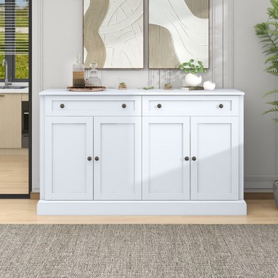 Storage Cabinet, Sideboard Buffet Cabinet With 2 Drawers, 4 Doors, Adjustable Shelves Console Table For Living Room, Entrance, Kitchen, Dining Room