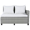 5-Piece PE Wicker Patio Set, L-Shaped Sofa with Extendable Tables & Dining Table, Washable Covers - 3 of 4
