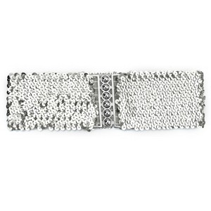 INSPIRE CHIC Women's Elastic Interlocking Buckle Sequin Waist Belt - 1 of 4