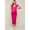 PinkBlush Fuchsia Basic Ribbed Side Slit Maternity Midi Dress - 4 of 4
