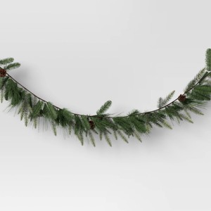 6' Christmas Unlit Icy Glitter Mixed Green with Pinecones Garland - Wondershop™ - 1 of 3