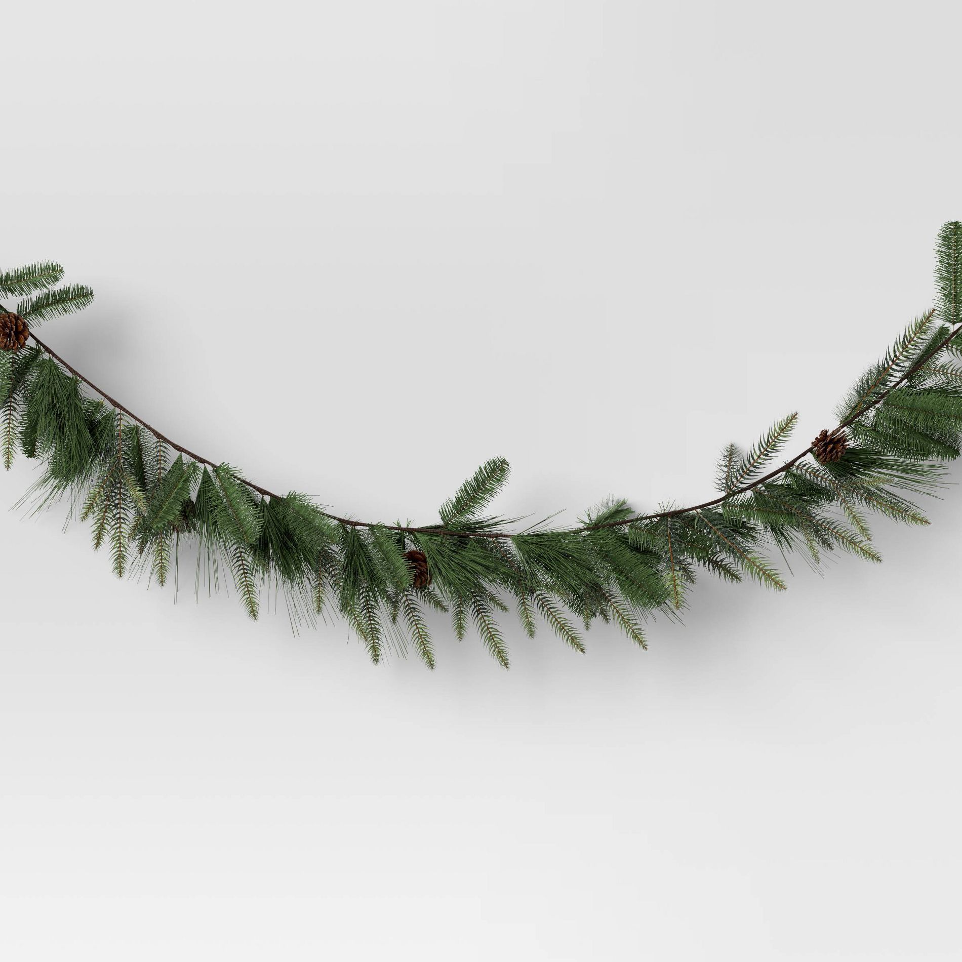 6' Christmas Unlit Icy Glitter Mixed Green with Pinecones Garland - Wondershop™