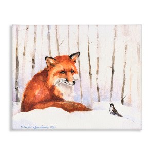 Stupell Industries Meeting of Fox And Sparrow Canvas Art, 48" x 36" - 1 of 4