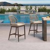 PURPLE LEAF Patio Sunbrella Bar Stools Set of 2 Handwoven Wicker Bar Height Stool Modern Aluminum Outdoor Wicker Barstools with Back and Cushion - 2 of 4