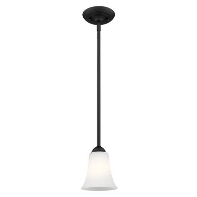 Ridgedale Black Mini Pendant with Hand-Blown Satin Opal Glass