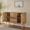 3-Drawer Sideboard with 2 Doors, Mid-Century Modern Mango Wood Cabinet with 3D Tile Weave, Stylish Storage for Living Room or Dining - 3 of 4