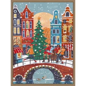 Amanti Art Snowfall in Amsterdam by Caroline Bonne Muller Canvas Wall Art Print Framed - 1 of 4
