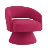 CAVINAS Modern Swivel Barrel Chair with Open Backrest, Upholstered Velvet Accent Chair with 360 Degree Wood Base - 4 of 4