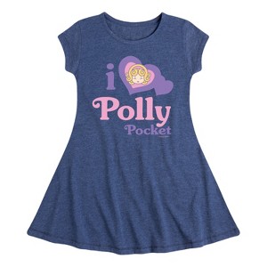 Girls' - Polly Pocket - I Love Polly Pocket Fit & Flair Cap Sleeve Dress - 1 of 2