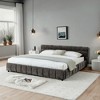 KTMBDW King Bed Frame with Headboard, Chenille fabric Upholstered Platform Bed with Wood Slats, with 4 drawers, Soft Rounded Corners - 3 of 4