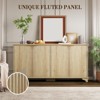 Sideboard, Buffet Cabinet - Sunvasagoo with 4 Fluted Doors, Adjustable Shelves, Farmhouse Storage for Kitchen, Living Room, Coffee Bar - 2 of 4