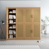 62"x62"x16" Wood Grain Buffet Cabinet, Storage Organizer with Adjustable Shelves and Rattan Doors for Kitchen Bedroom Living/Dinning Room - 2 of 4