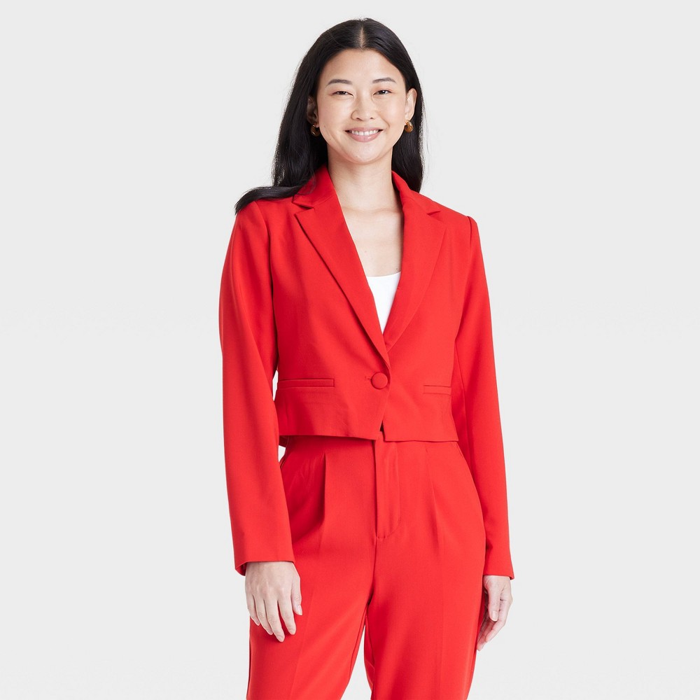 Size Medium Women's Crop Blazer - A New Day™ Red 