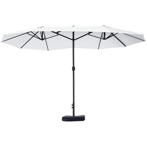 Outsunny 15ft Patio Umbrella Double-Sided Outdoor Market Extra Large Umbrella with Crank Handle for Deck, Lawn, Backyard and Pool - 1 of 4