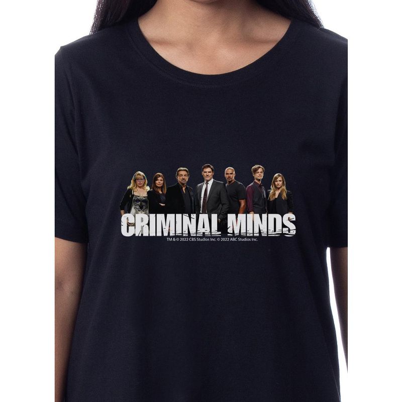 Criminal Minds Womens' Character TV Show Nightgown Sleep Pajama Shirt Black, 2 of 4