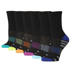 Tipi Toe Womens 6 Pack Black/Assorted Toe Color Pattern Athletic Hiking Arch Support Socks for Running & Sports Activities - 1 of 4