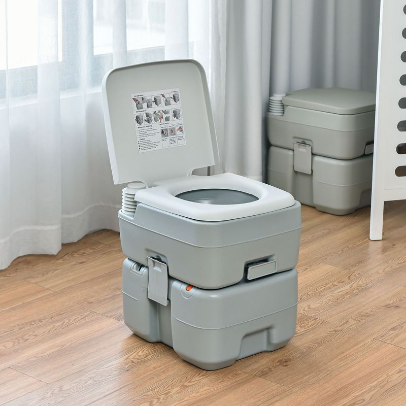 Costway 5.3 Gallon 20L Outdoor Portable Toilet w/ Level Indicator for RV Travel Camping, 4 of 11