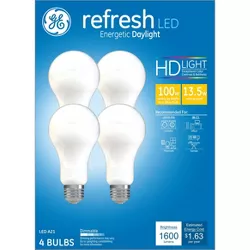 GE 4pk 13.5W 100W Equivalent Refresh LED HD Light Bulbs Daylight