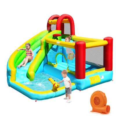 Infans Inflatable Kids Water Slide Jumper Bounce House Splash Water Pool W/ 550W Blower