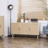 HOMCOM Buffet Cabinet, Storage Cabinet, Sideboard Floor Accent Cabinet with Rattan Doors and Adjustable Shelves for Living Room, Natural - 2 of 4