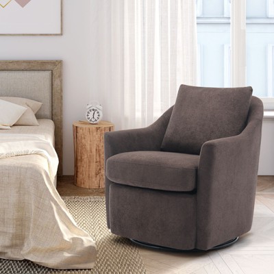 Upholstered Barrel Swivel Chairs with Cushions, Modern Round Accent Armchairs for Bedroom