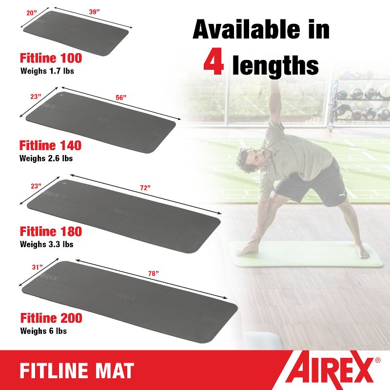 AIREX Fitline Premium Exercise Mat - Home Workout Mat for Rehabilitation, Strength Training, Water Aerobics, Exercise, Fitness, 4 of 5