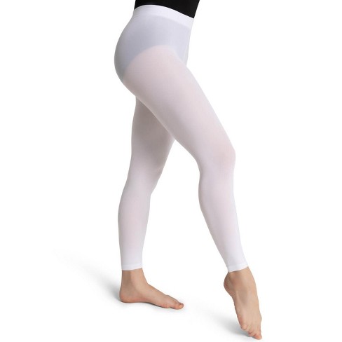 Capezio White Women s Footless Tight W Self Knit Waist Band Small medium Target