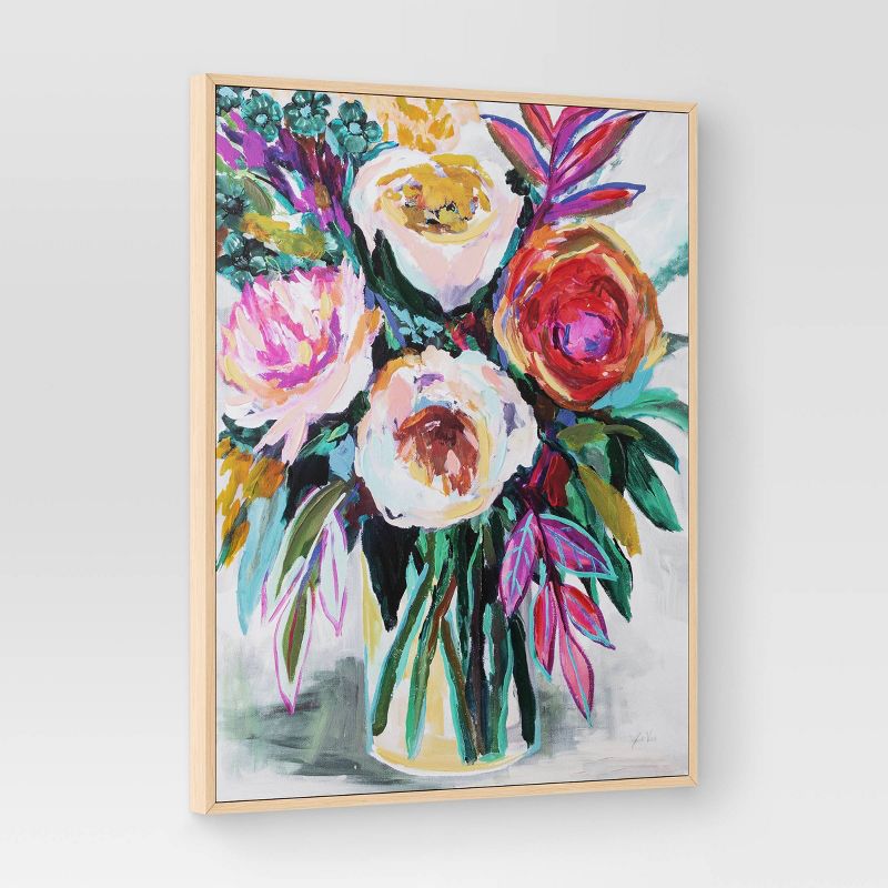24&#34; x 30&#34; Colorful Floral Framed Canvas Natural - Threshold&#8482;, 4 of 8