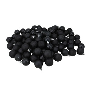 Northlight 96ct Shatterproof 4-Finish Christmas Ball Ornament Set 1.5" - Black - 1 of 1