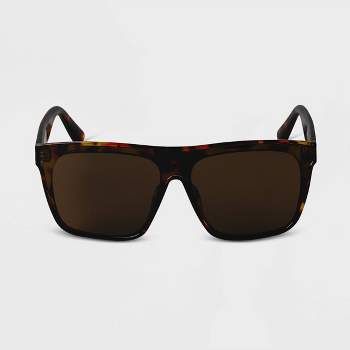 Women's Tortoise Shell Plastic Shield Sunglasses - A New Day™ Brown