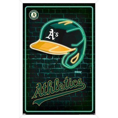 Trends International MLB Oakland Athletics - Drip Helmet 22 Framed Wall  Poster Prints White Framed Version 22.375 x 34