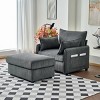 Modern Corduroy Accent Chair with Storage Ottoman, Oversized Lounge Chair, 1-Seat Cloud Sofa for Living Room, Apartment, or Bedroom–The Pop Home - 2 of 4