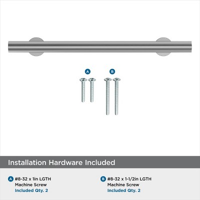 Polished Chrome Cylindrical Bar Cabinet Pull with Mounting Hardware