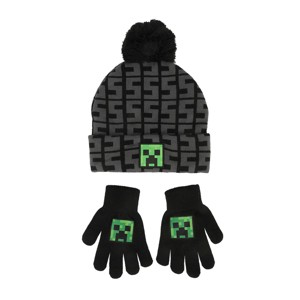 Minecraft SSSS Creeper Toddler Black 2-Piece Knit Beanie & Gloves Set - 1 of 4