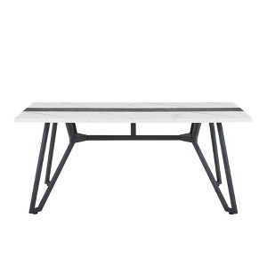 TiramisuBest 5psc Counter Height Dining Table Set with One Faux Marble Top Dining Table and Four Velvet-Upholstered Chairs,Black - 1 of 4