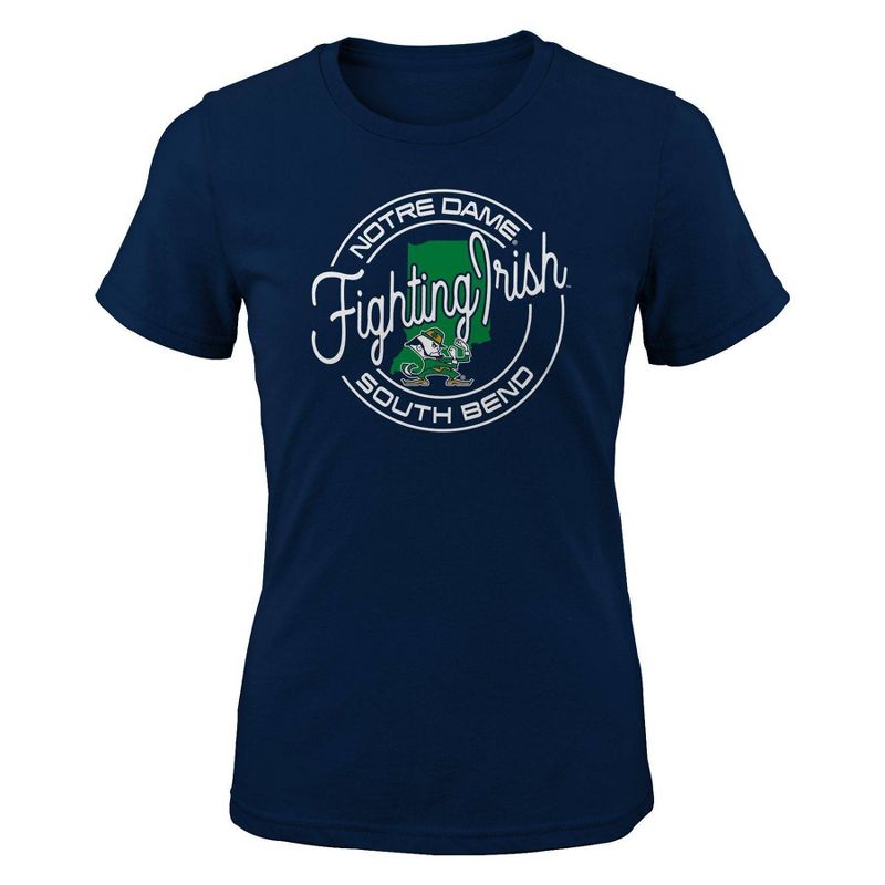 NCAA Notre Dame Fighting Irish Girls&#39; Short Sleeve Crew Neck T-Shirt, 1 of 2