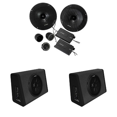 Kicker (2) 11PT250 Powered Sub Enclosure & 46CSS654 6.5" Component Bundle