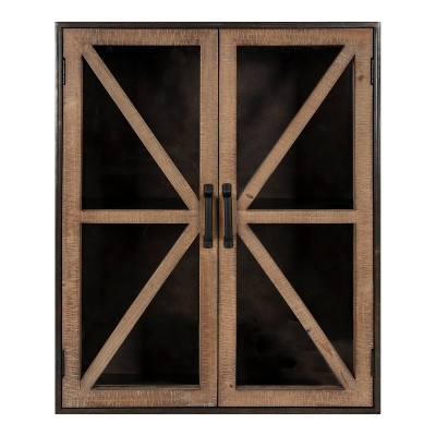 22" x 28" Mace Decorative Wood and Metal Wall Cabinet Rustic Brown - Kate & Laurel All Things Decor