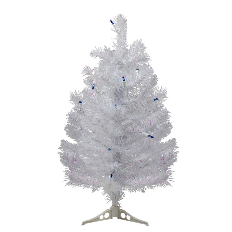 Northlight 2' Pre-Lit White Pine Artificial Christmas Tree - Blue Lights, 1 of 6
