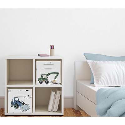 Kids' Green and Blue Construction Truck Fabric Storage Bins, Set of 2