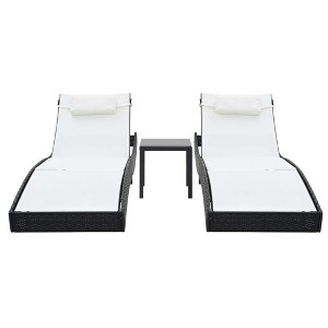 vidaXL Patio Lounge Chairs with Adjustable Backrest Sunloungers Textilene - Black and White - 1 of 4